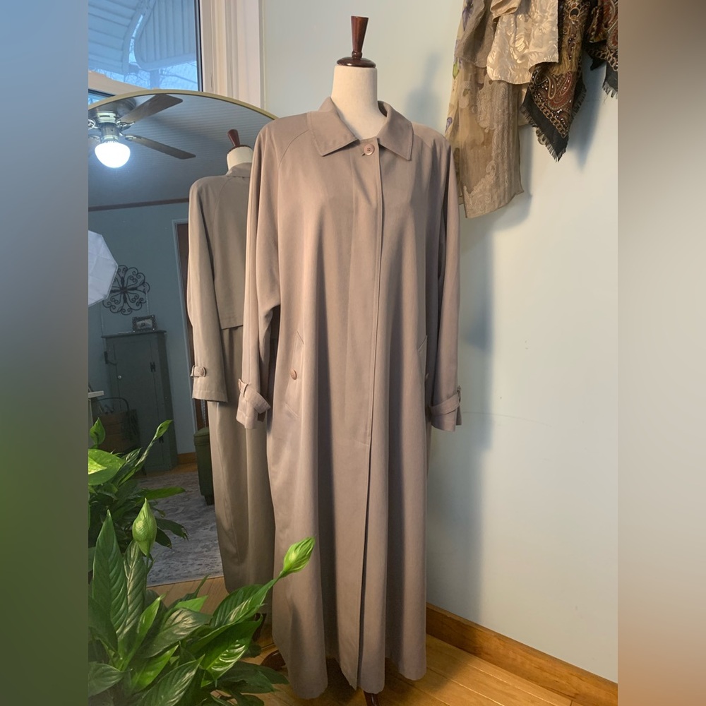Vintage Trench Coat Size 16 Lightweight Talbots Classic Spring Tan Taupe